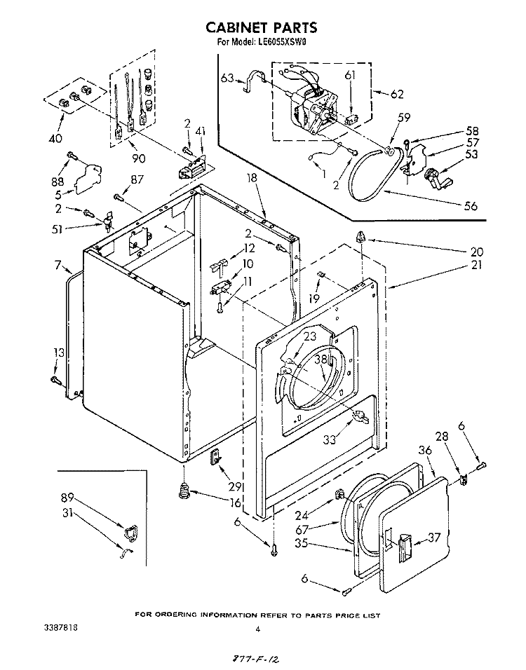 SECTION Diagram and Parts List for LE6055XSW0  Whirlpool Dryer