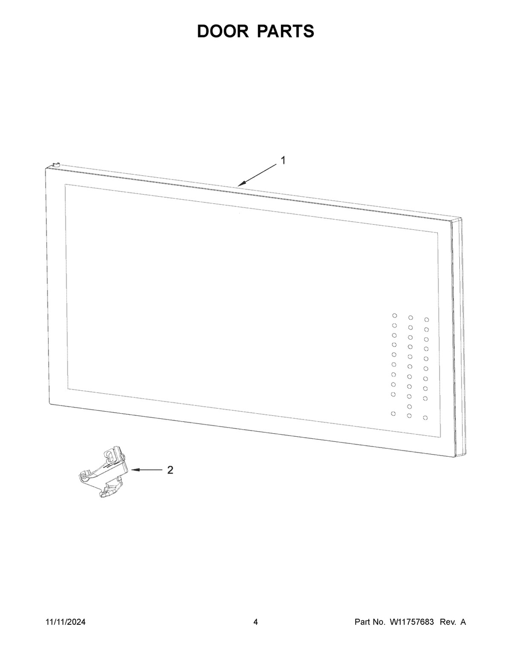 03 - Door Parts Diagram and Parts List for YWMML5530RV00  Whirlpool Microwave