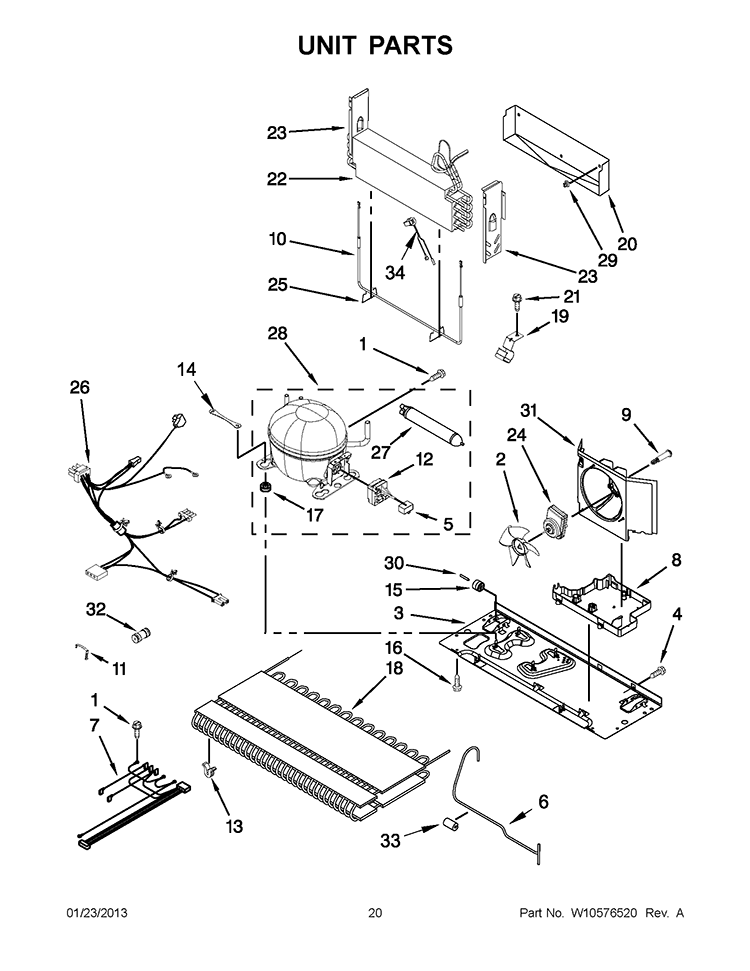 UNIT PARTS Diagram and Parts List for GI0FSAXVB09  Whirlpool Refrigerator