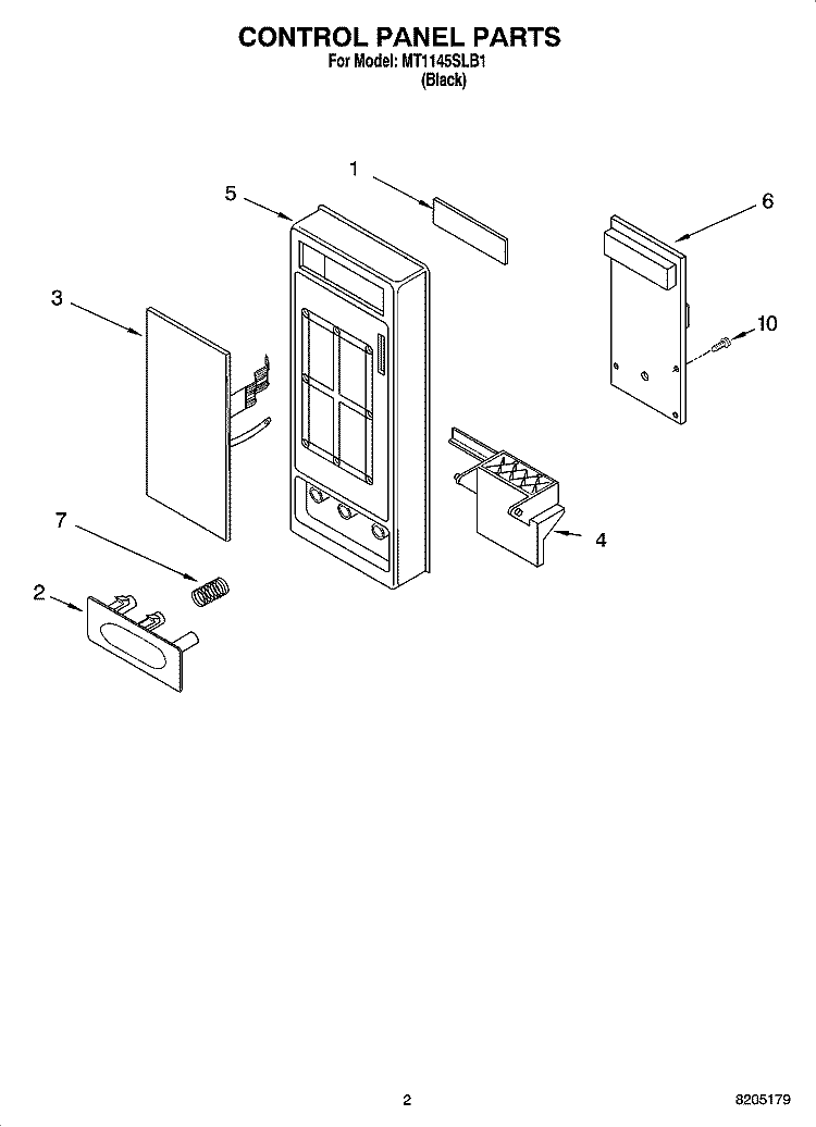 CONTROL PANEL PARTS Diagram and Parts List for MT1145SLB1  Whirlpool Microwave