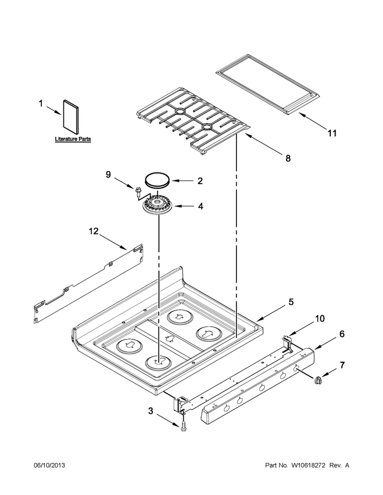 Cooktop Parts Diagram and Parts List for KGRS306BSS1  KitchenAid Range