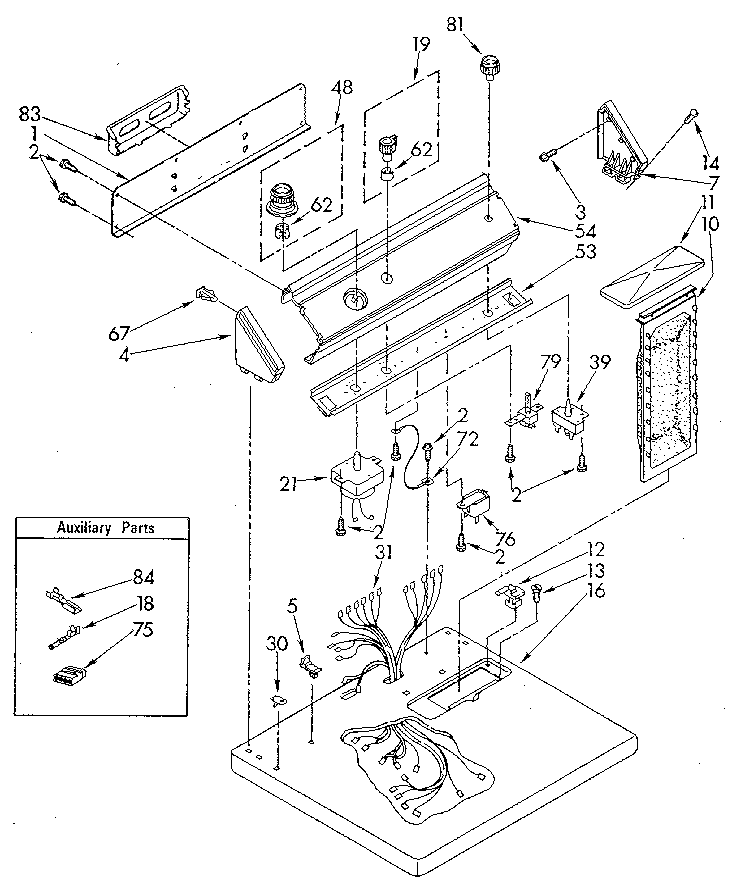 Top And Console Diagram and Parts List for LG5801XSN0  Whirlpool Dryer