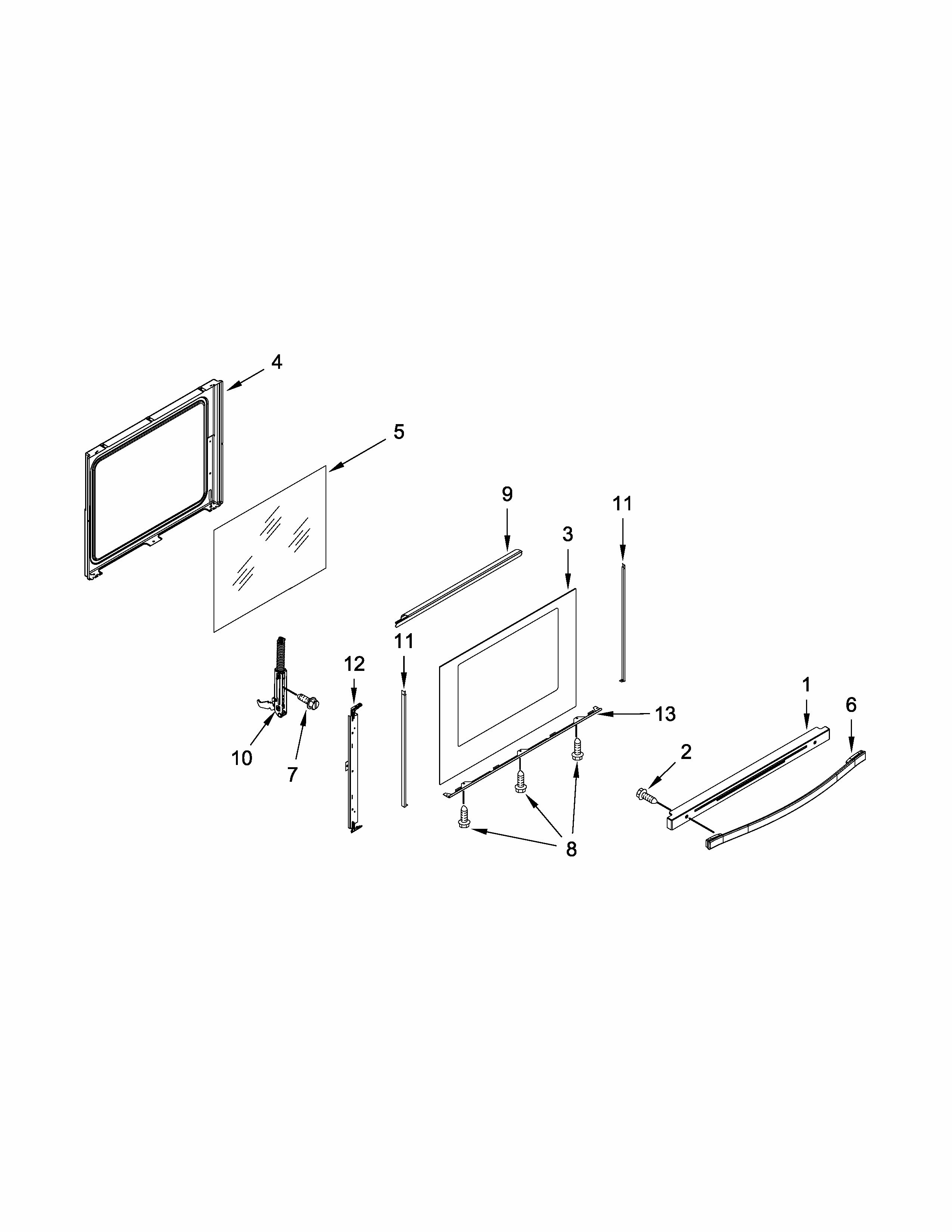 Door Parts Diagram and Parts List for IGL730CS0  Whirlpool Range