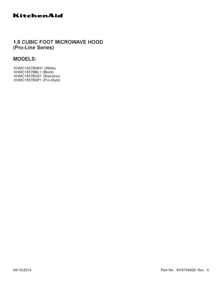Cover Sheet Diagram and Parts List for KHMC1857BSS1  KitchenAid Microwave