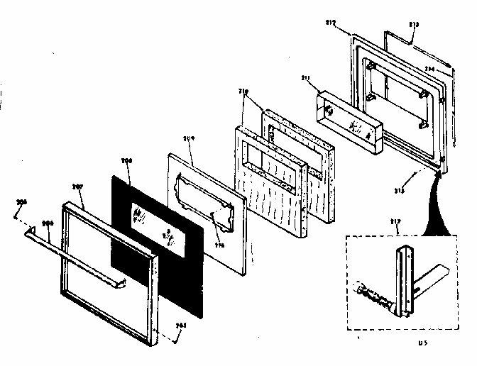 Lower Oven Door Diagram and Parts List for 8504277292  Kenmore Range