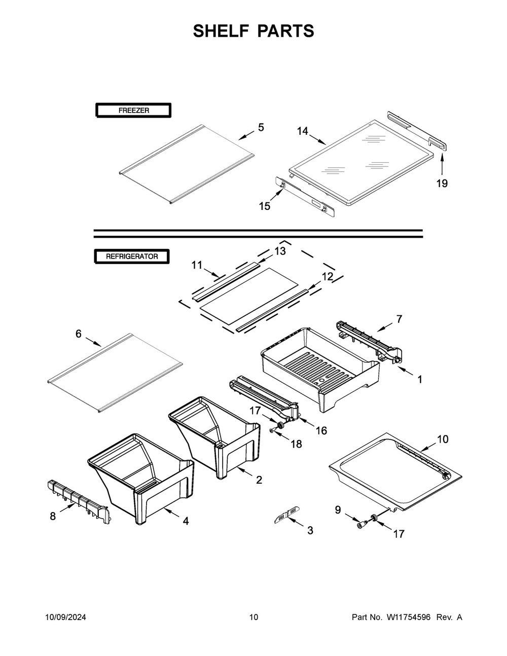 06 - Shelf Parts Diagram and Parts List for WRT511SZDM04  Whirlpool Refrigerator
