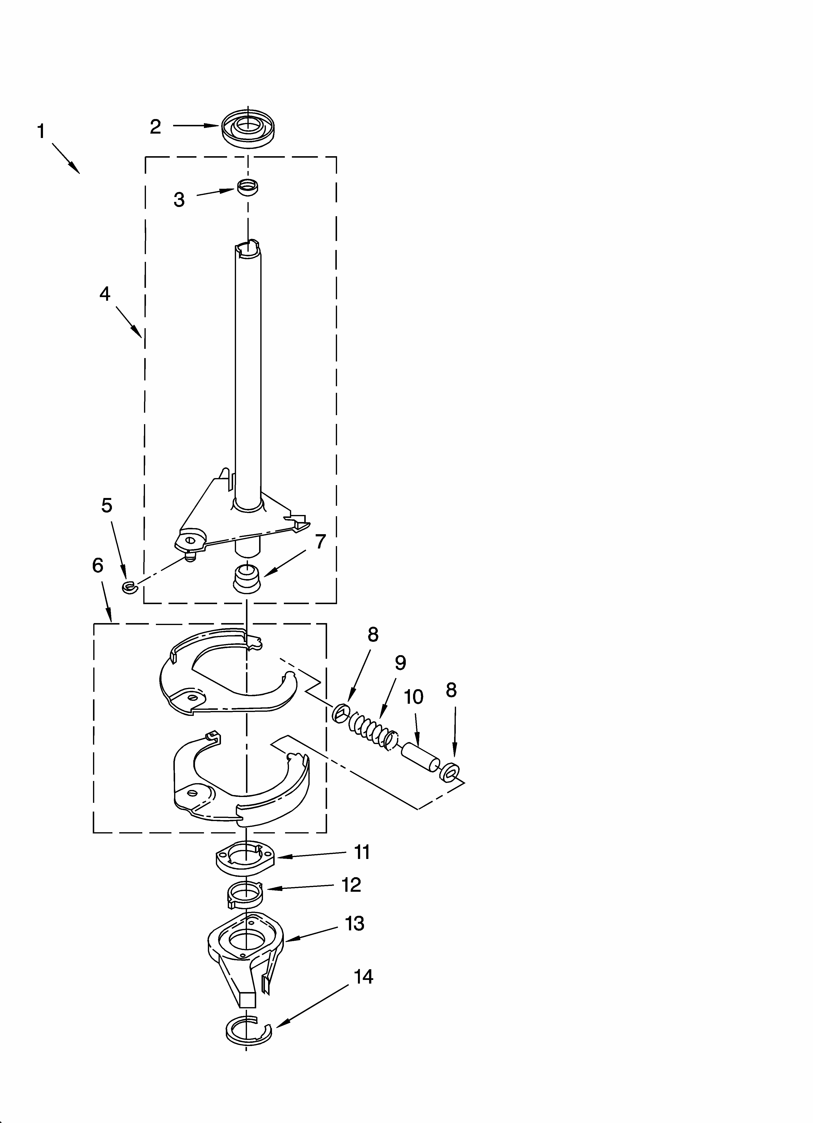 Brake And Drive Tube Parts Diagram and Parts List for 11084764301  Kenmore Washer Dryer Combo