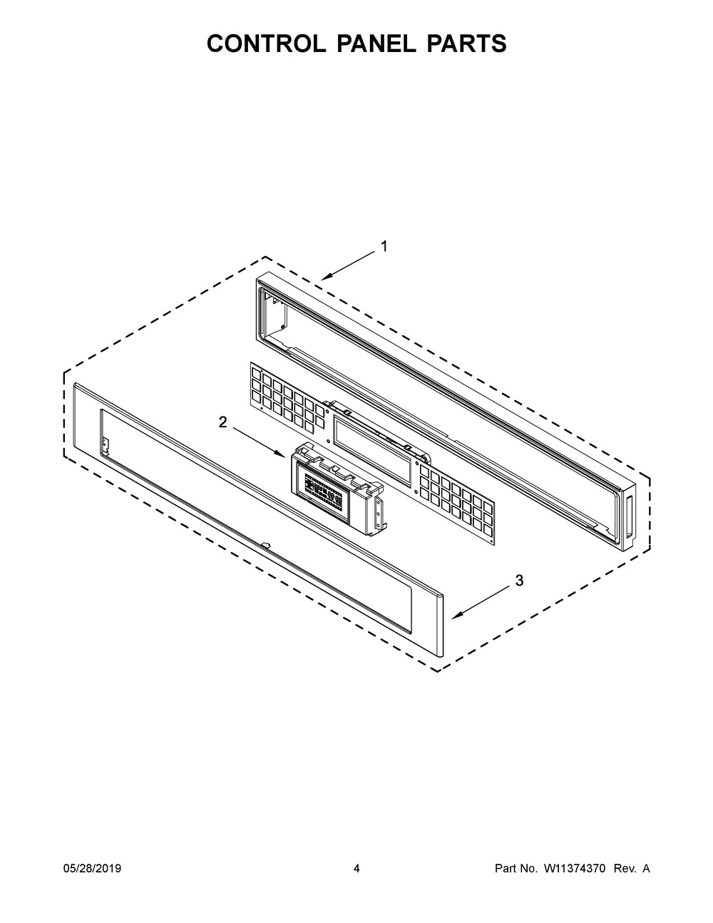 Control Panel Parts Diagram and Parts List for KMBP100EBS03  Whirlpool Microwave