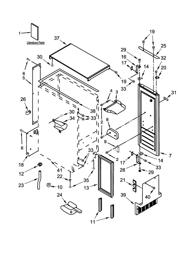 Cabinet, Door And Liner Parts Diagram and Parts List for KUIS15NNZB0  KitchenAid Ice Maker