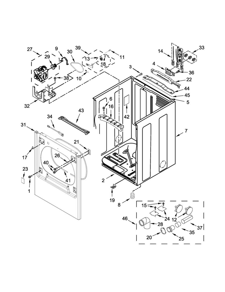 Cabinet Parts Diagram and Parts List for WED8700EC2  Whirlpool Dryer