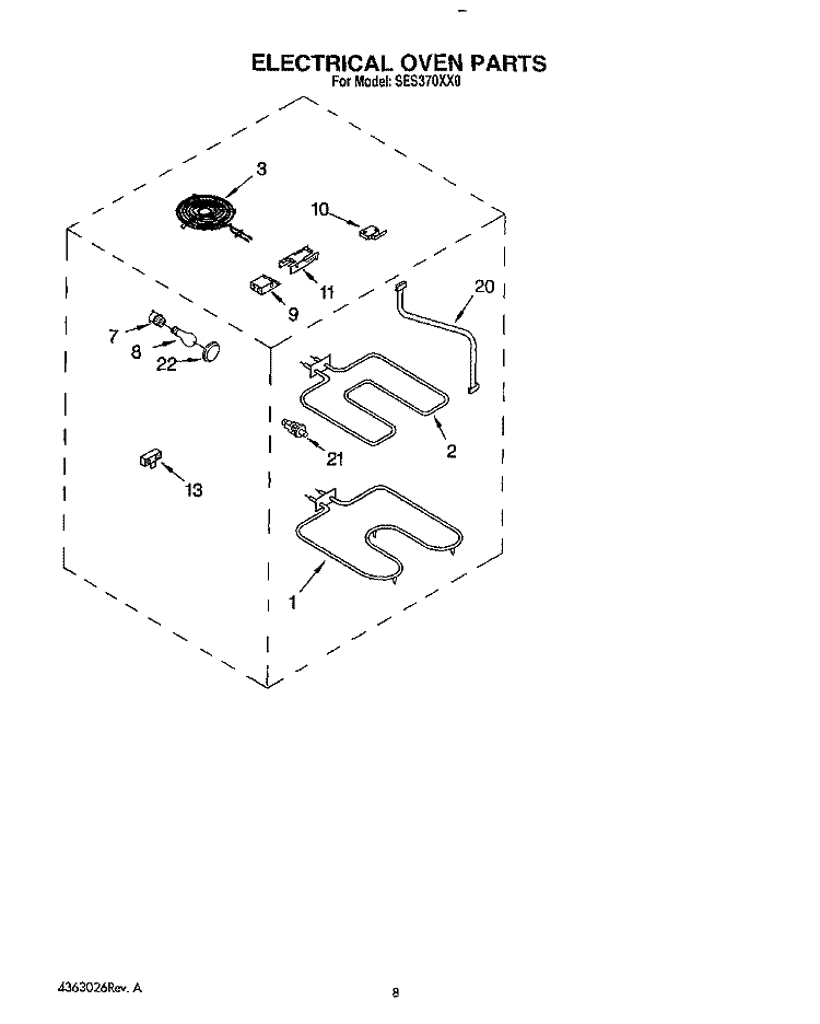 ELECTRICAL OVEN, LIT/OPTIONAL Diagram and Parts List for SES370XX0  Roper Range