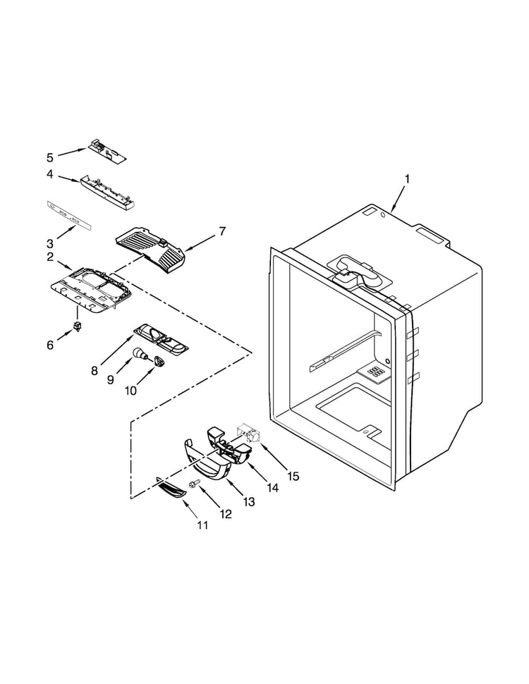 Refrigerator Liner Parts Diagram and Parts List for WRB329DFBB00  Whirlpool Refrigerator