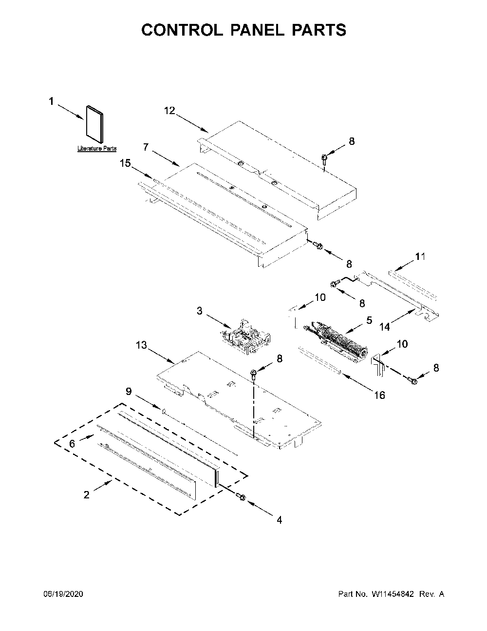 Control panel parts Diagram and Parts List for WOS51EC0HW02  Whirlpool Wall Oven