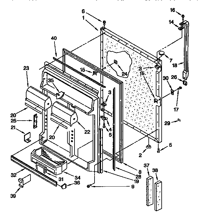 Refrigerator Door Parts Diagram and Parts List for ED25DMXDW00  Whirlpool Refrigerator