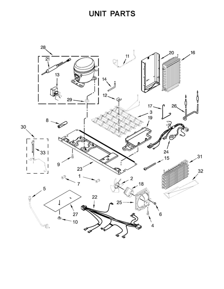 Unit Parts Diagram and Parts List for KRSF505EBL00  KitchenAid Refrigerator