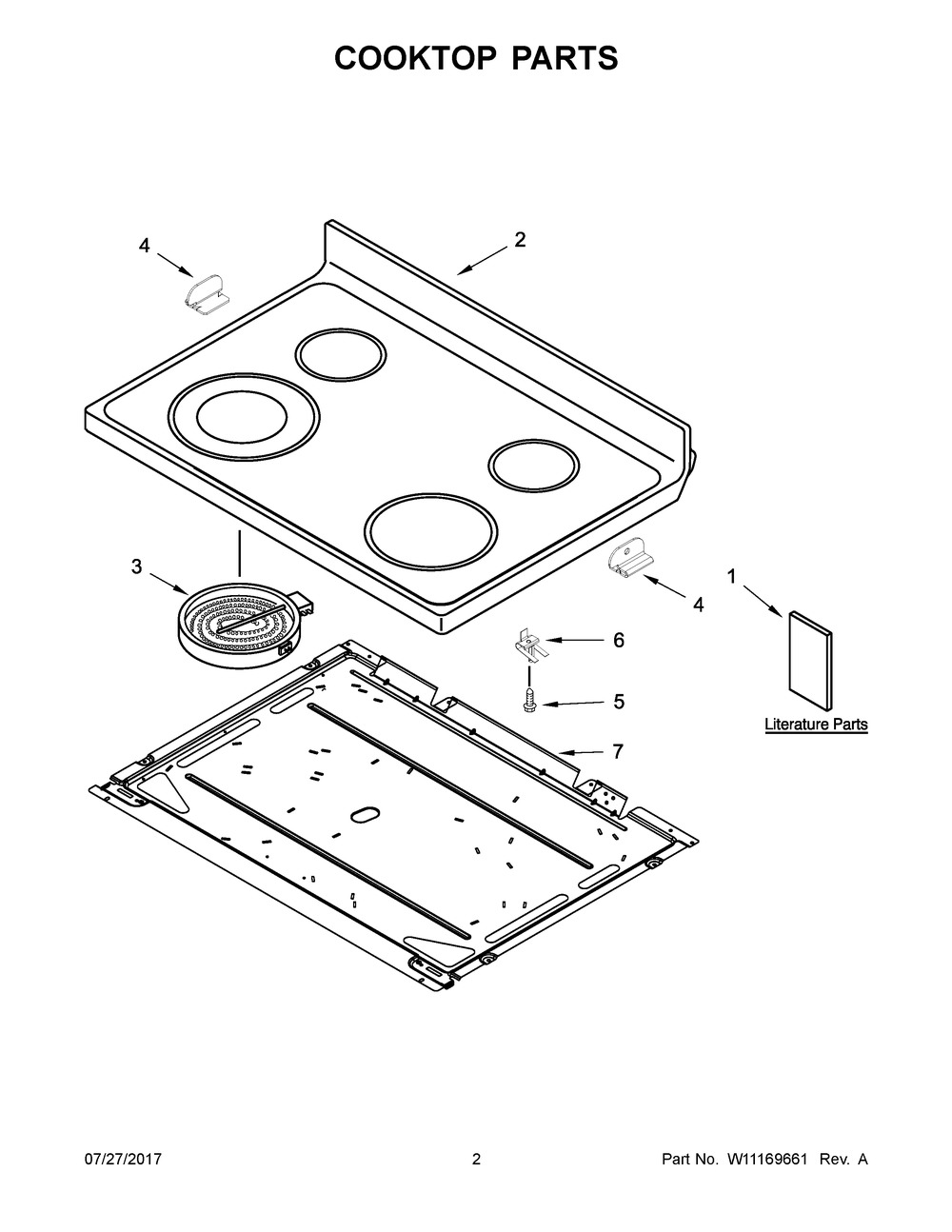Cooktop Parts Diagram and Parts List for IES426AS1  Whirlpool Range