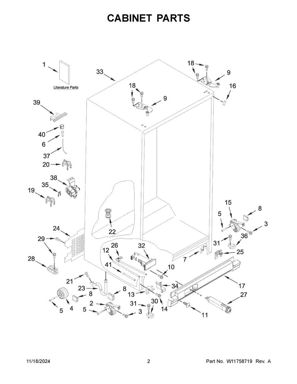 02 - Cabinet Parts Diagram and Parts List for WRS325SDHV11  Whirlpool Refrigerator