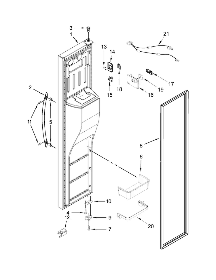 Freezer Door Parts Diagram and Parts List for KSC23C8EYY03  KitchenAid Refrigerator