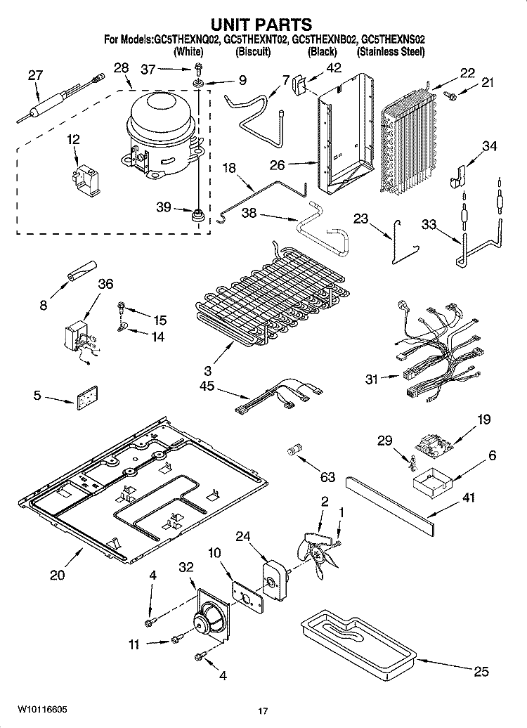 UNIT PARTS Diagram and Parts List for GC5THEXNT02  Whirlpool Refrigerator
