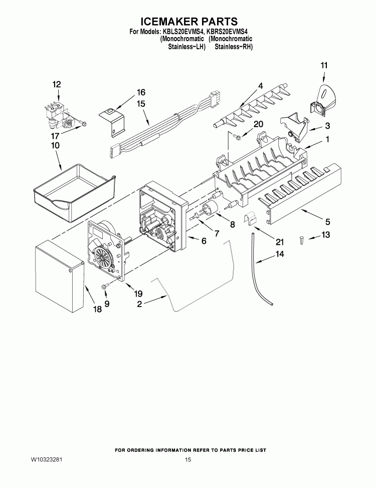 ICEMAKER PARTS Diagram and Parts List for KBLS20EVMS4  KitchenAid Refrigerator