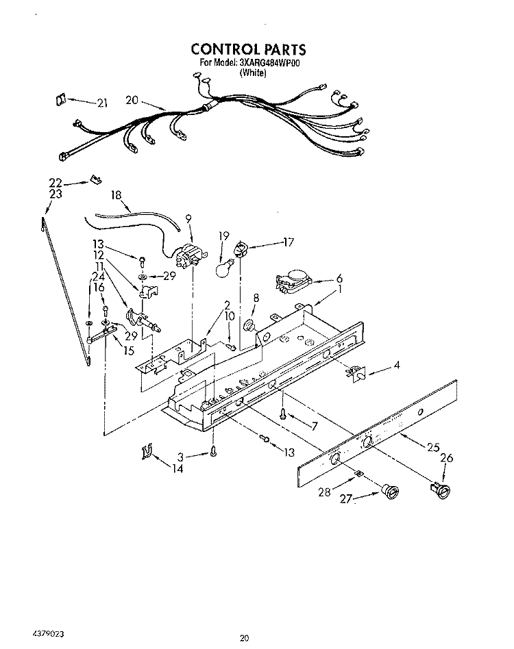 CONTROL, LIT/OPTIONAL Diagram and Parts List for 3XARG484WP00  Whirlpool Refrigerator