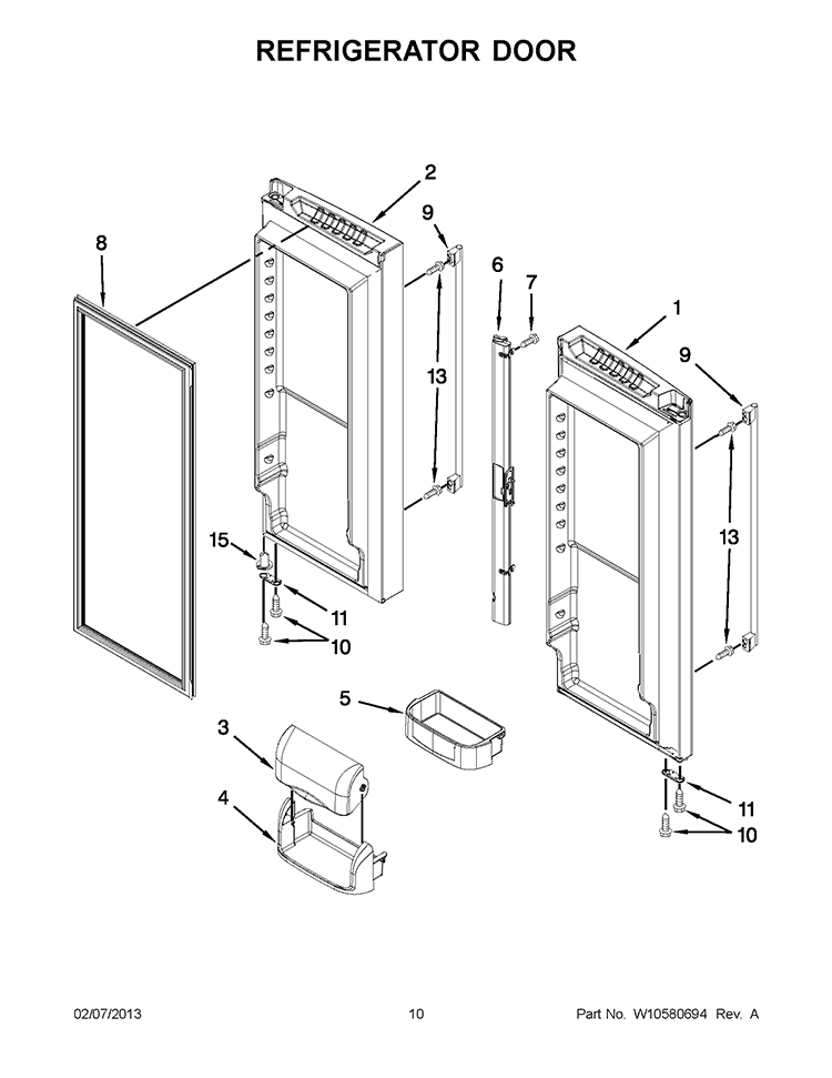 REFRIGERATOR DOOR Diagram and Parts List for IX5HHEXWS10  Whirlpool Refrigerator