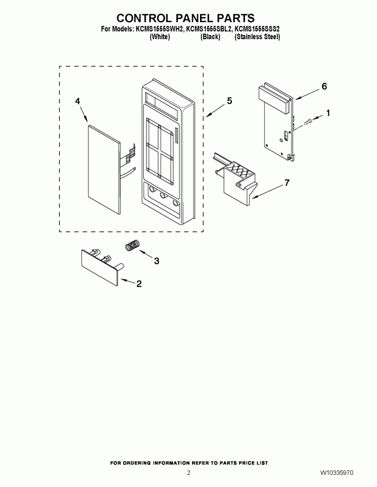 CONTROL PANEL PARTS Diagram and Parts List for KCMS1555SBL2  KitchenAid Microwave