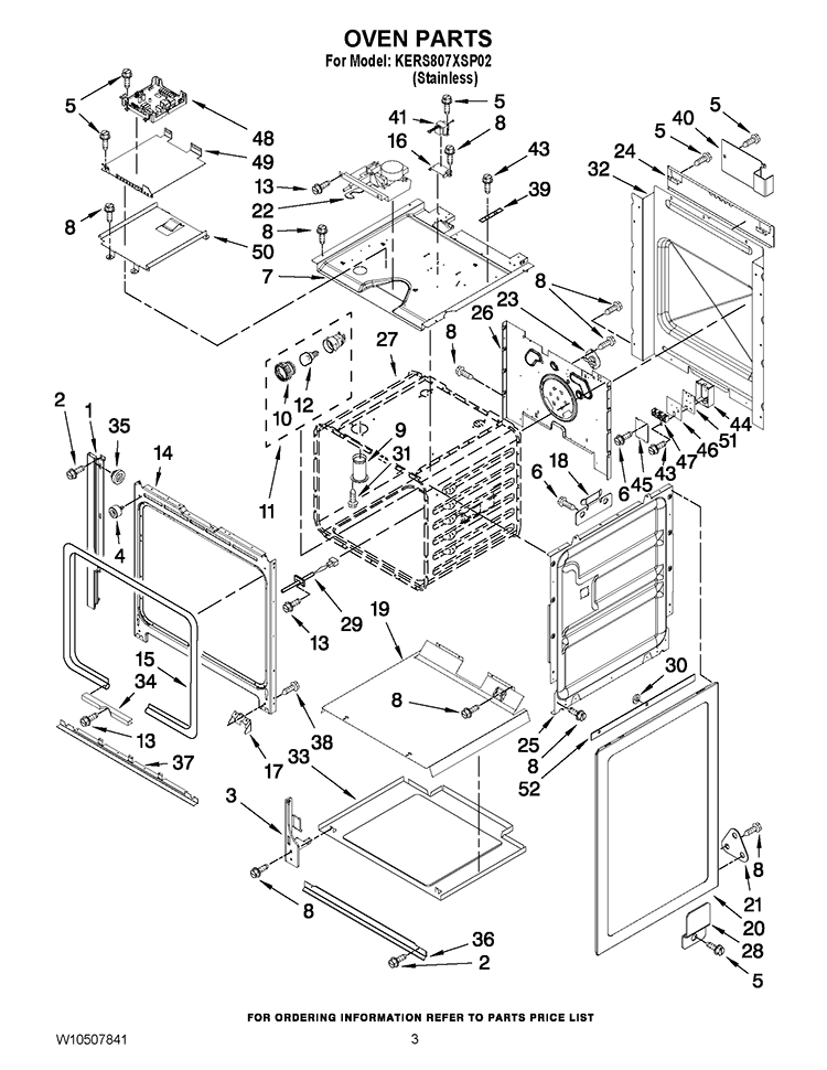 OVEN PARTS Diagram and Parts List for KERS807XSP02  KitchenAid Range