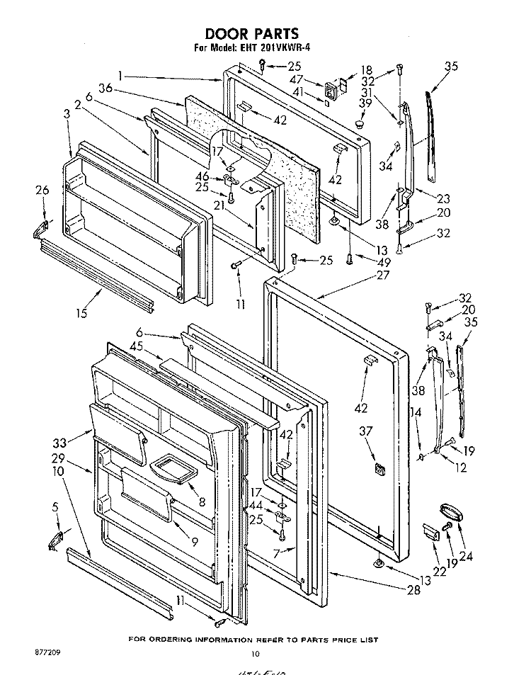 DOOR PARTS, OPTIONAL PARTS (NOT INCLUDED) Diagram and Parts List for EHT201VKWR4  Whirlpool Refrigerator