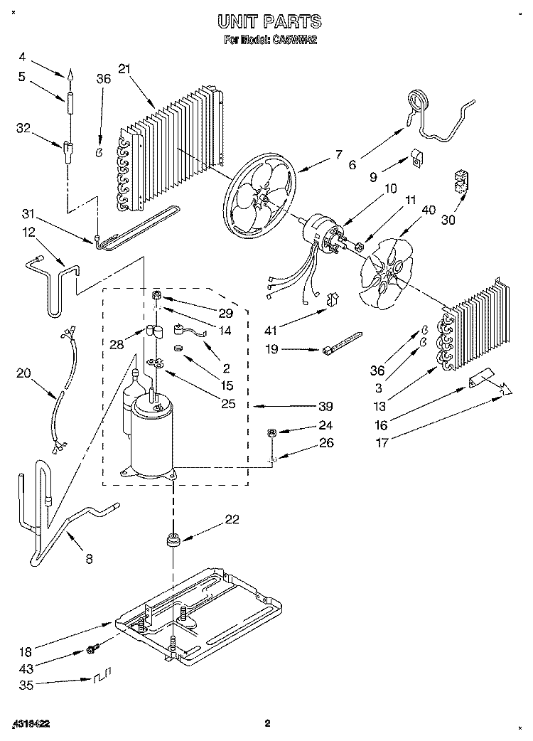 UNIT, LITERATURE Diagram and Parts List for CA5WM42  Crosley Air Conditioner