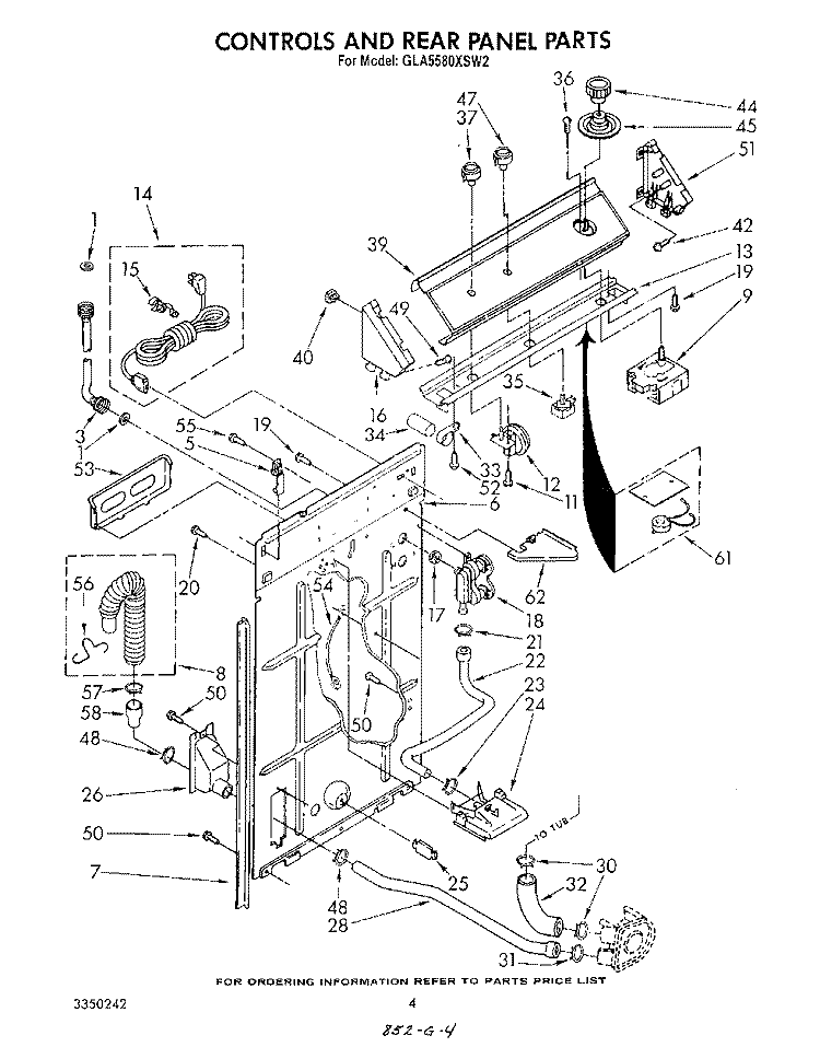 CONTROLS AND REAR PANEL Diagram and Parts List for GLA5580XSM2  Whirlpool Washer