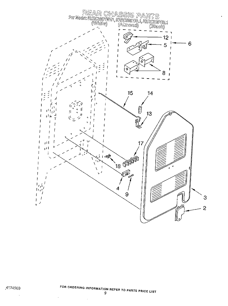 REAR CHASSIS, OPTIONAL Diagram and Parts List for KERC500YBL1  KitchenAid Range