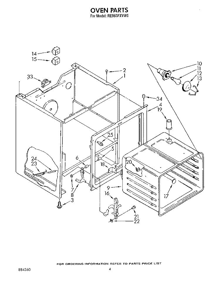 OVEN Diagram and Parts List for RE960PXVW0  Whirlpool Range