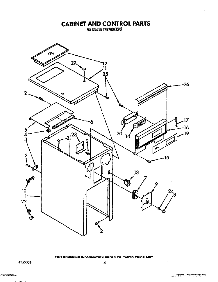 CABINET AND CONTROL Diagram and Parts List for TF8700XXP0  Whirlpool Trash Compactor