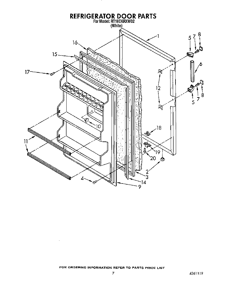 REFRIGERATOR DOOR Diagram and Parts List for RT18EKRXW02  Roper Refrigerator