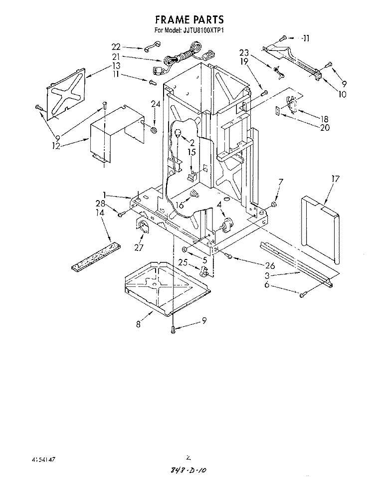 FRAME Diagram and Parts List for JJTU8100XTP1  Whirlpool Trash Compactor