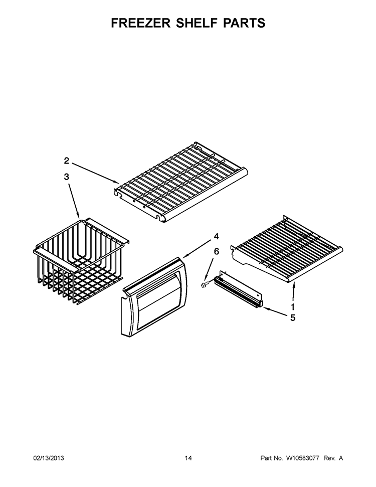 FREEZER SHELF PARTS Diagram and Parts List for KSSC42QVS05  KitchenAid Refrigerator