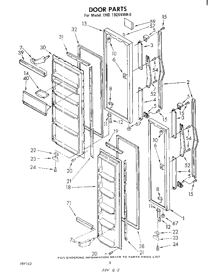 DOOR , LIT/OPTIONAL Diagram and Parts List for EHD192VKWR0  Whirlpool Refrigerator