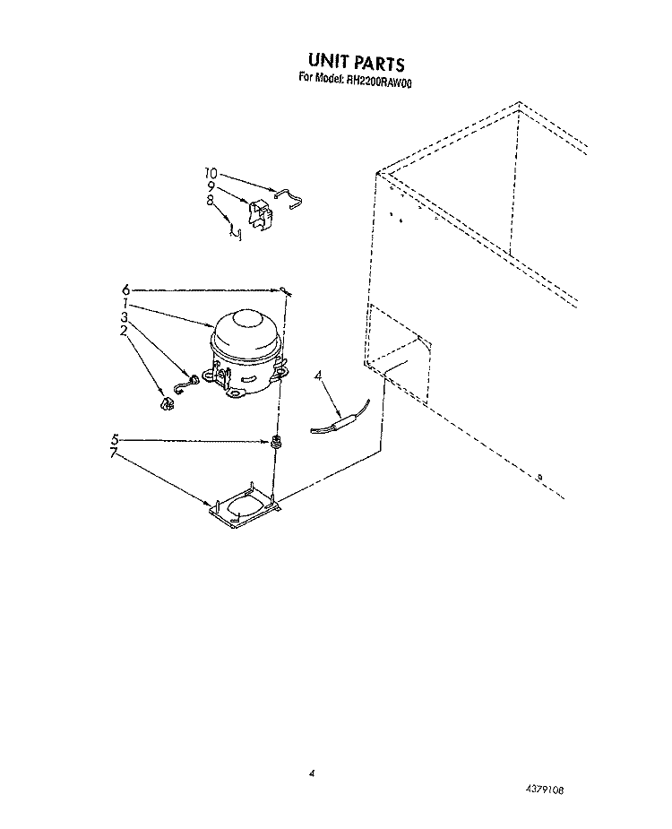 SECTION Diagram and Parts List for RH2200RAW00  Roper Freezer