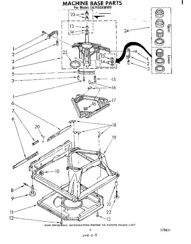MACHINE BASE Diagram and Parts List for LA7450XMW0  Whirlpool Washer