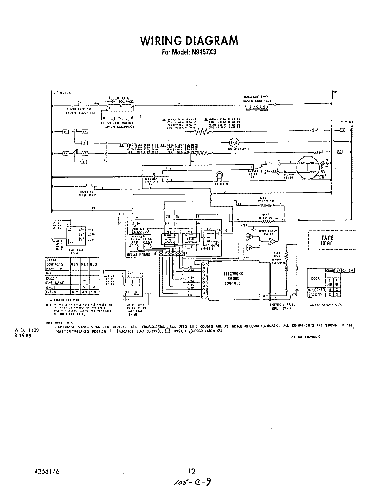 WIRING DIAGRAM Diagram and Parts List for N9457X3  Roper Range