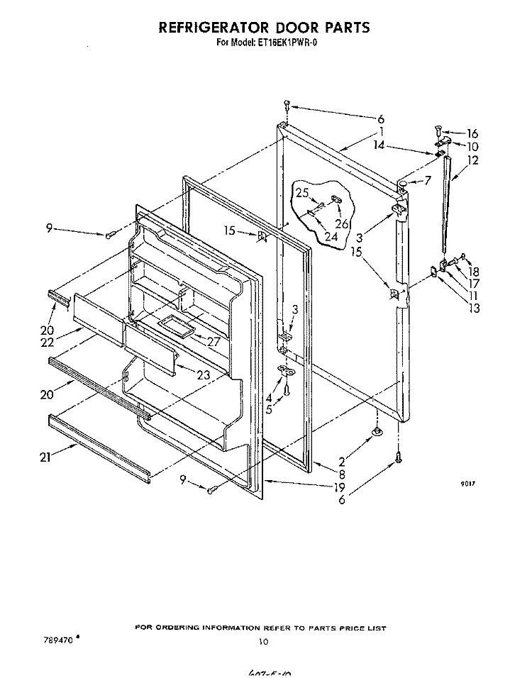 REFRIGERATOR DOOR , NOT ILLUSTRATED Diagram and Parts List for ET16EK1PWR0  Whirlpool Refrigerator