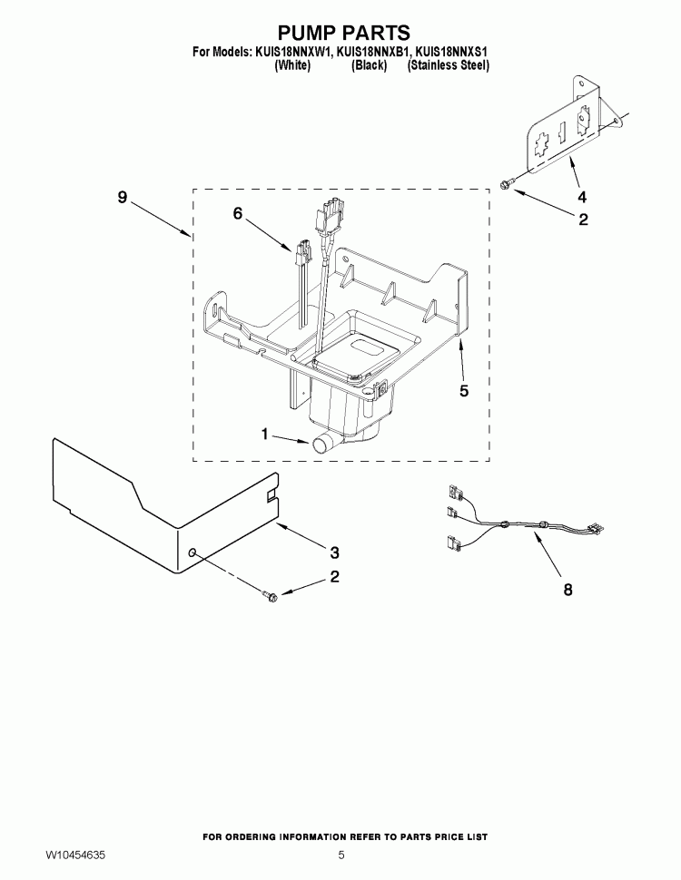 PUMP PARTS Diagram and Parts List for KUIS18NNXS1  KitchenAid Ice Maker