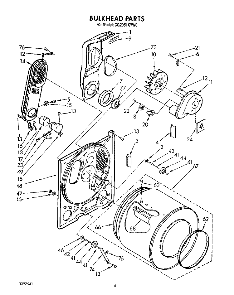 BULKHEAD, LIT/OPTIONAL Diagram and Parts List for CG2951XYN0  Whirlpool Dryer