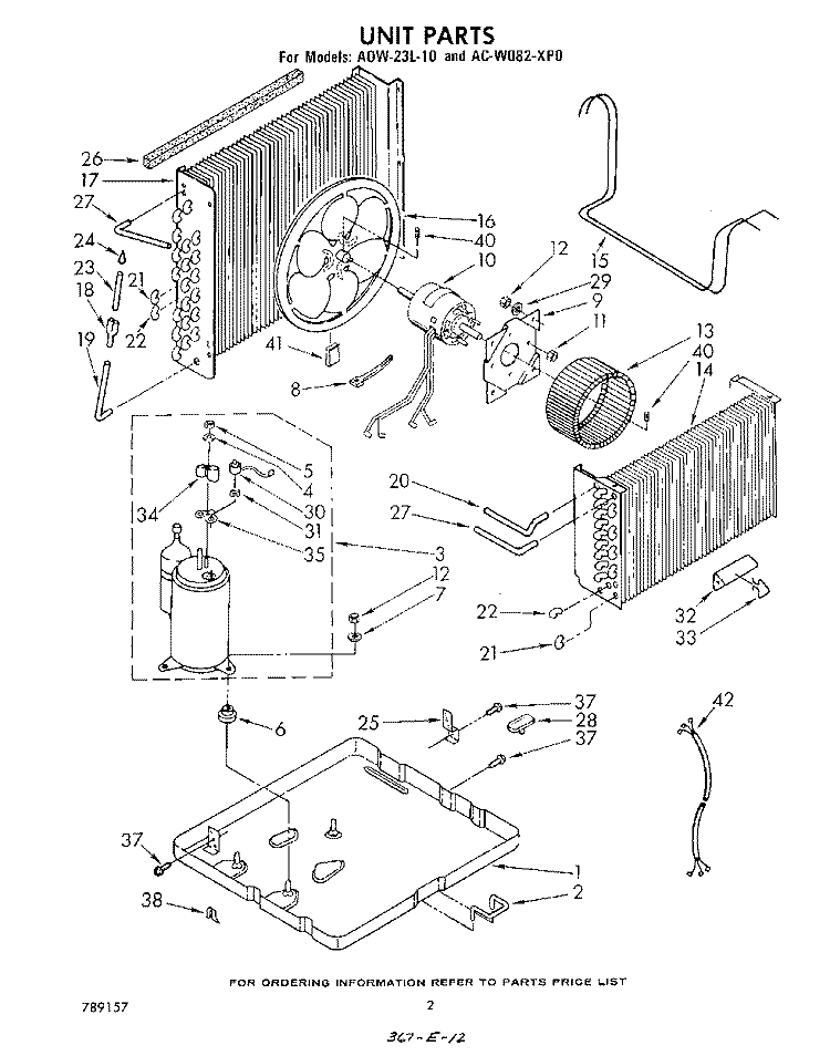 SECTION Diagram and Parts List for ACW082XP0  Whirlpool Air Conditioner