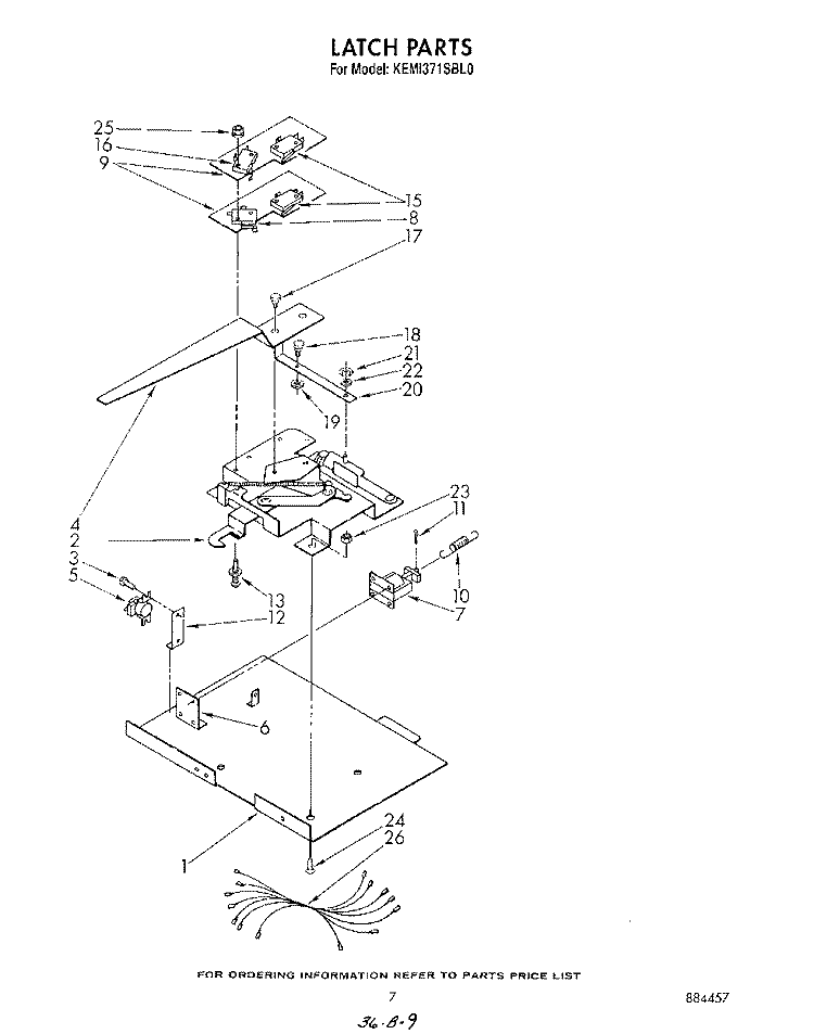 LATCH Diagram and Parts List for KEMI371SBL0  KitchenAid Microwave Oven Combo
