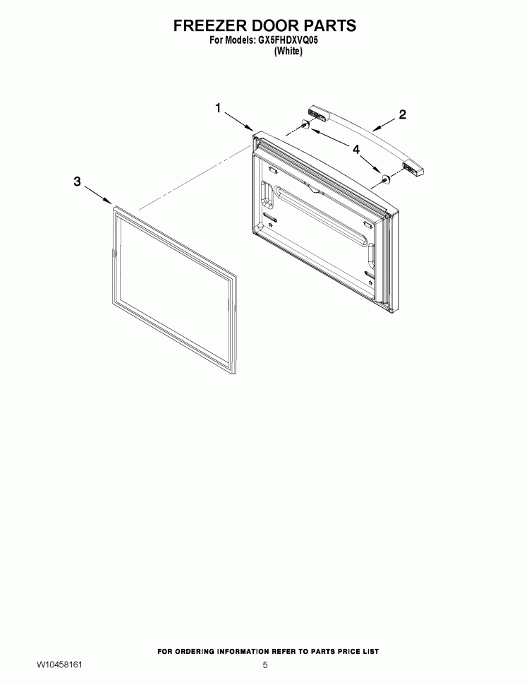 FREEZER DOOR PARTS Diagram and Parts List for GX5FHDXVQ05  Whirlpool Refrigerator