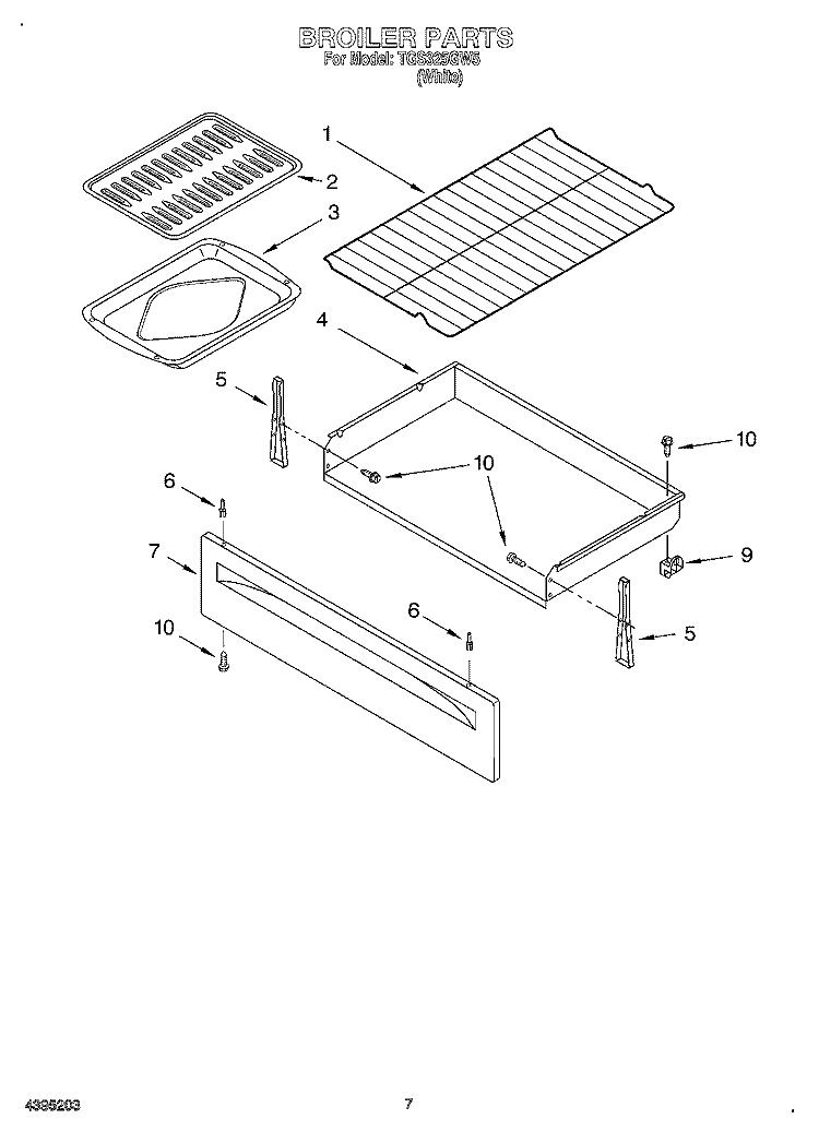 BROILER Diagram and Parts List for TGS325GW5  Estate Range