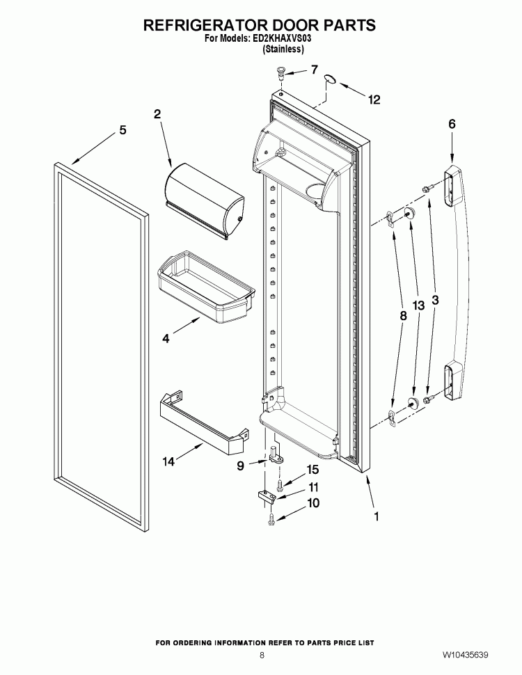 REFRIGERATOR DOOR PARTS Diagram and Parts List for ED2KHAXVS03  Whirlpool Refrigerator