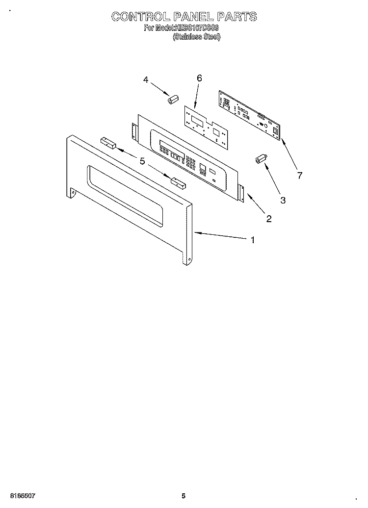 CONTROL PANEL Diagram and Parts List for KEBS107DSS9  KitchenAid Wall Oven